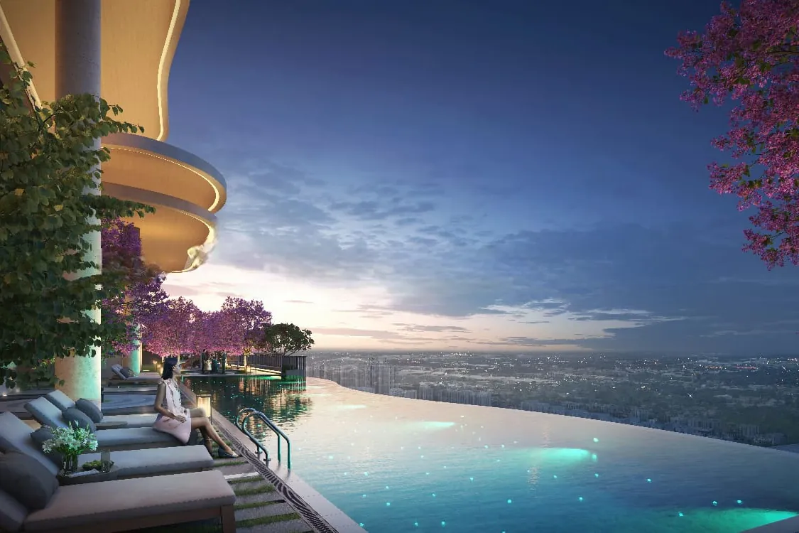 Infinity pool and clubhouse at Great Value Ekanam, Sector 107 Noida
